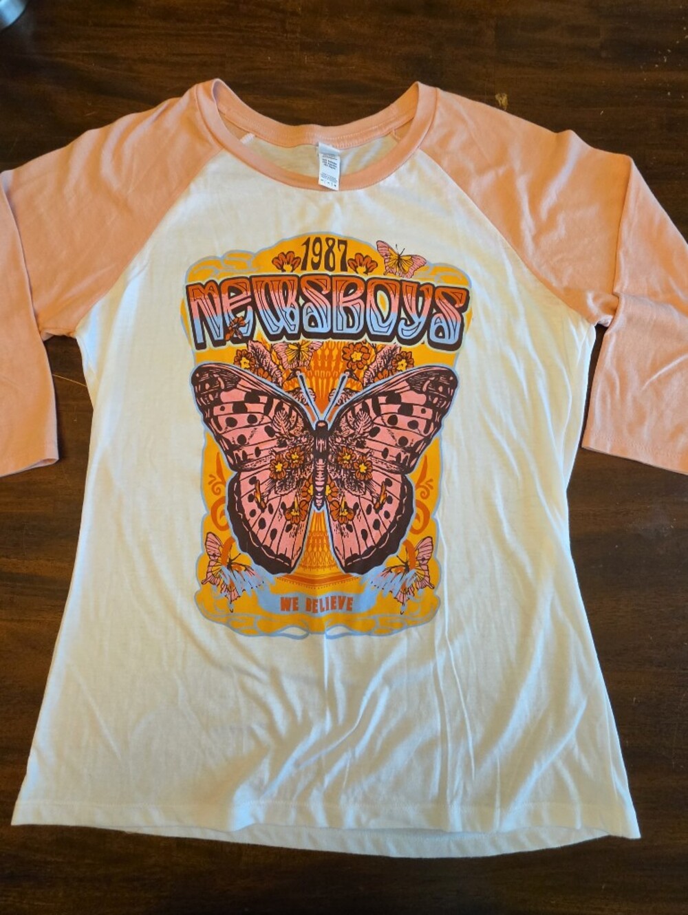 Newsboys "We Believe" 1987 Butterfly Graphic Raglan Top - Size M